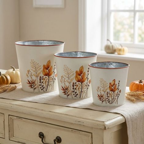 Set of Three Autumnal Decorative Planters (1/2)