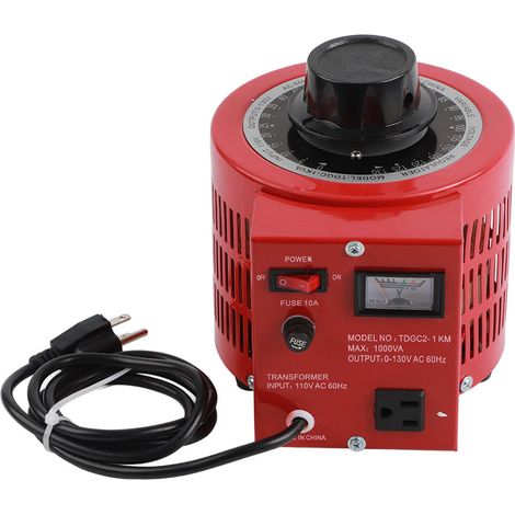 Régulateur de tension monophasé TDGC2-1KM 0-130V 10A 1000W prise US 110V, variateur de puissance réglable (1/5)