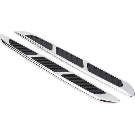 Lot de 2 autocollants décoratifs universels pour capot de voiture, en forme de requin, pour grille d'aération latérale chromée (1/5)