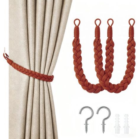 Confezione da 2 nastri per tende,corda per tende da 60 cm con fibbia,nastri per tende intrecciati a mano,nastri per tende ritorti (1/5)