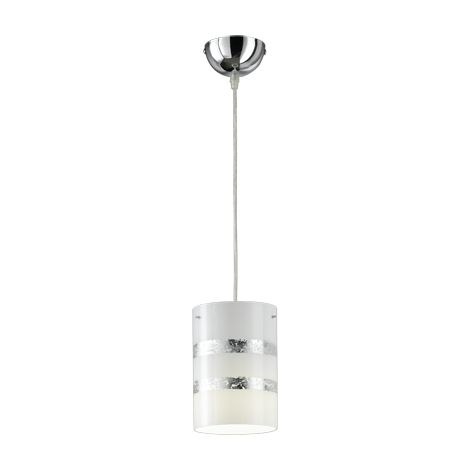 TRIO LEUCHTEN - LAMPADA A SOSPENSIONE NIKIOSA A CILINDRO IN VETRO BIANCO E ARGENTO DIAMETRO 140MM (1/2)