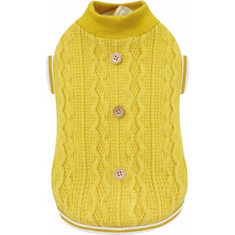 30 cm: Maglione con maniche a costina fodera in felpa mostarda modello Tresser per cani