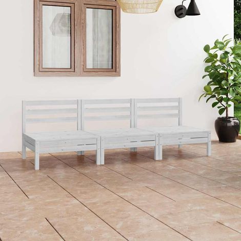 Salon de jardin 3 pcs Ensemble Table et Chaise de Jardin - Blanc Bois de pin massif BV412587 - BonneVie (1/5)