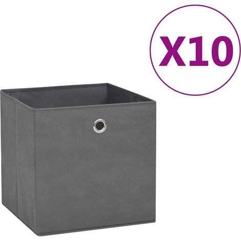 Boîtes de rangement 10 pcs-Coffre de rangement-Stockage Rangement Tissu intissé 28x28x28 cm Gris 921912 (1/5)