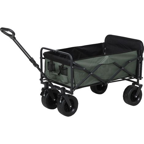 Carrello da Giardino 125x48x78-102 cm da 95L Pieghevole in Acciaio e Poliestere Verde (1/5)