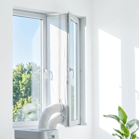 560cm Kit de Calfeutrage Fenêtre pour Climatiseur Mobile et Sèche-Linge, Joint de Fenêtre Tissu de Calfeutrage Clim, Universel, Installation Facile, sans Perçage, Économie d’énergie Joint de fenêtre (1/5)