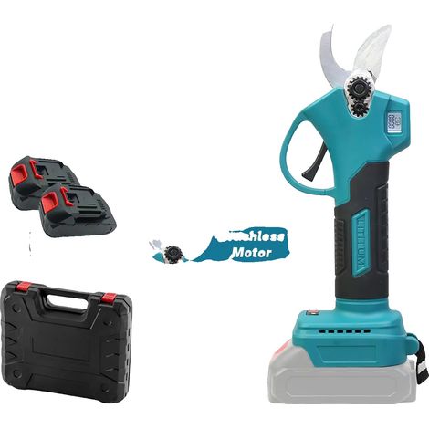 Tijeras de podar eléctricas, motor sin escobillas, diseño ergonómico, con 2 baterías. (1/2)