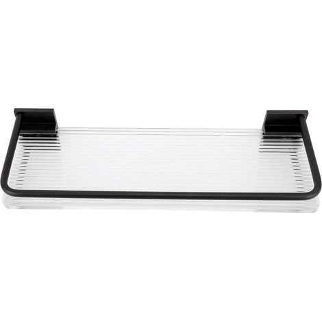 30 cm Wandregal fürs Badezimmer, Handtuchhalter aus Aluminium und Acryl, schwarz (1/5)