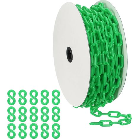 Chaîne plastique verte, 72 pieds 6mm Chaîne sécurité pour barrière plastique granlongue pour le contrôle foule, parking, clôture, portail, concert, décoration chantier construction (1/5)