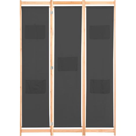 Paravent Cloison de séparation 3 panneaux, Pour Jardin, Balcon, Terrasse Gris 120x170x4 cm Tissu OIB8743E (1/5)