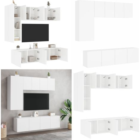 5-tlg. Wohnwand Weiß Holzwerkstoff - TV-Schrank - Holzwerkstoff Möbel - Wandregal - Wohnzimmer Dekoration - Regal Weiß - Home & Living (1/5)
