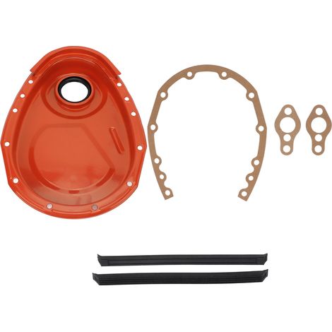 Kit de joint et boulons de couvercle de chaîne de distribution en métal pour moteurs SBC 283, 327, 305, 350, 383 et 400 (orange) (1/5)