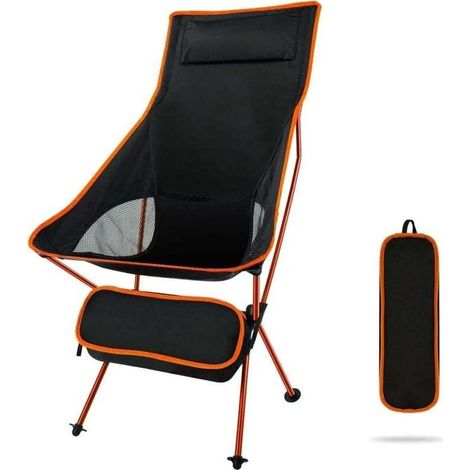 Chaises de Camping Pliantes, légères et Portables avec Sac de Transport pour l'extérieur, la pêche, la randonnée, la Plage, Les Pique-niques (Orange) (1/4)