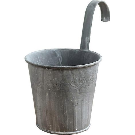 Lot de 2 pots de fleurs suspendus chics en fer, créatifs et originaux, pour jardin ou maison (gris) (1/5)