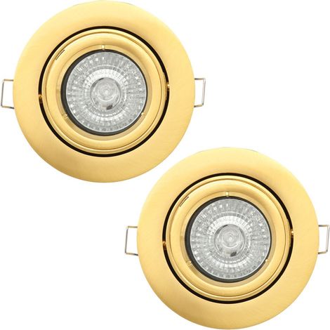 Litecraft Recessed Downlight Fire Rated Tiltable Spotlight Satin Brass - 2 Pack