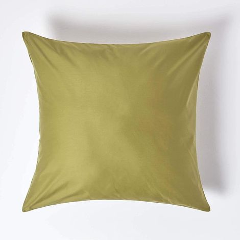 HOMESCAPES Taie d'oreiller en percale de coton 1000 fils Vert Olive, 60 x 60 cm (1/4)