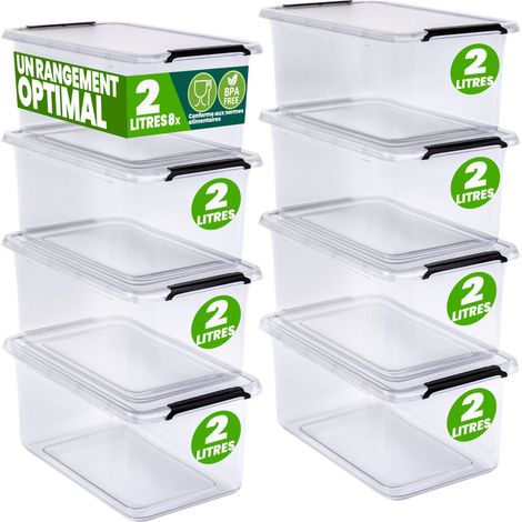 Deuba – Boîte de rangement empilable 2L – Plastique transparent sans BPA – Dimensions 20 x 15 x 12 cm – Gain de place pour rangement optimisé