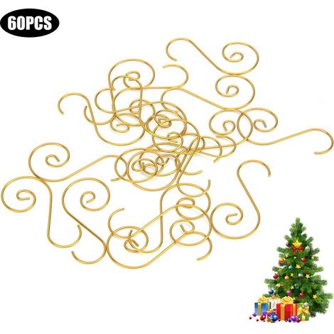 Mini hooks metal dishwashers in shape of S, 60 pieces, bracket shaft of christmas, decoration (or) (1/5)