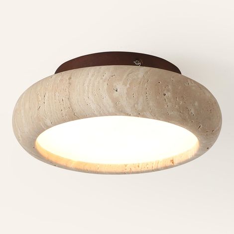 20 cm 700lm 7W LED Ceiling Light Yellow Travertine Style Semi Flush Mount Round Ceiling Lights Warm Chandelier Ideal for Bedrooms, Dining Rooms, Kitchen and Corridors (1/5)