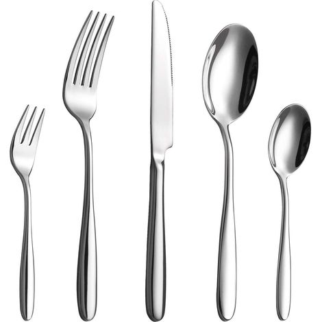 Besteckset 12 60teilig Edelstahl Messer Gabel Löffel 60Pcs (1/5)