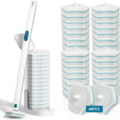 Brosse de Toilette, Jetable Baguette de Toilette, Kit de Baguette de Toilette, Nettoyage de Brosse de Toilette pour la Salle de Bain, 48 recharges (1/5)
