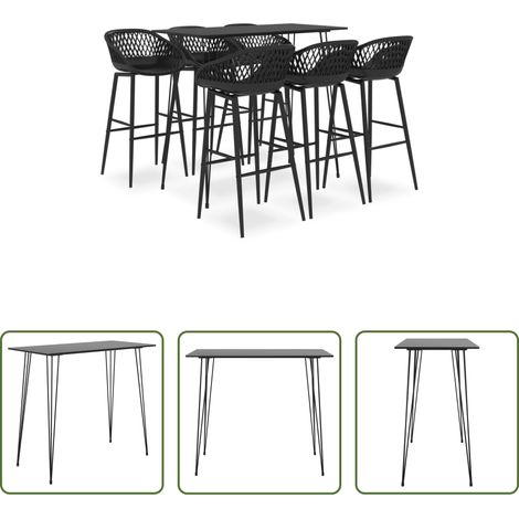 Barhocker -  7-tlg. Bar-Set Schwarz (1/5)