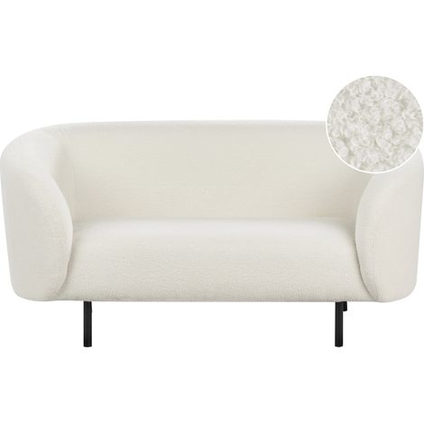 Sofá 2 plazas de poliéster negro blanco bouclé suave patas retro glamour Loen