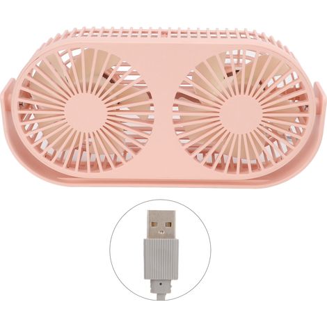 Mini-Doppelventilator mit zwei wiederaufladbaren USB-Lüftern, schnelle Kühlung, 360°-Drehung der beiden Köpfe, ideal für Studentenwohnheim, Büro und Zuhause, pink (1/5)