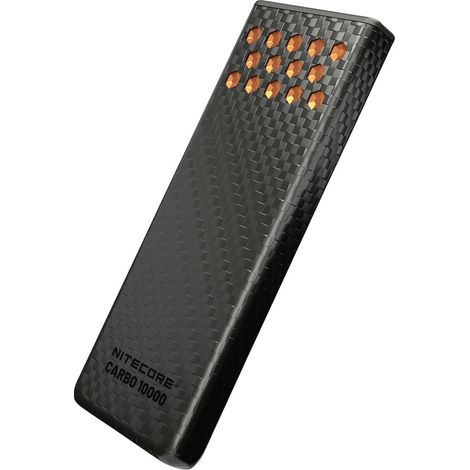 NiteCore NC-CARBO10000G2-O Powerbank 10000 mAh Pass-Through Charging Li-Ion Orange, Anthrazit-Grau