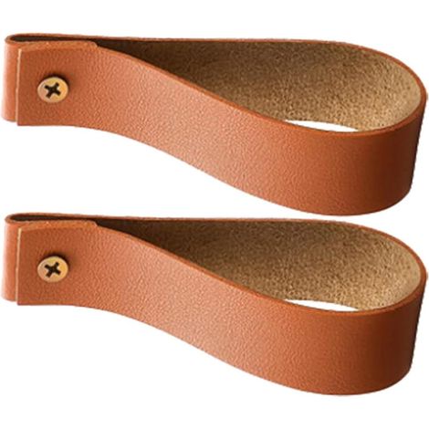 Crochets muraux bohèmes, lot de 2, en similicuir marron foncé, pour suspendre serviettes, tringle à (1/5)