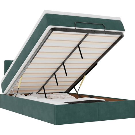 Cama otomana con colchón 120x190 cm terciopelo verde oscuro vidaXL (1/5)