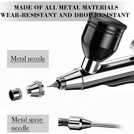 Wireless Airbrush Set with Compressor - Portable Airbrush Gun for Cake Decoration Nail Design Makeup Tattoos Model and Face Painting (Black) (1/5)