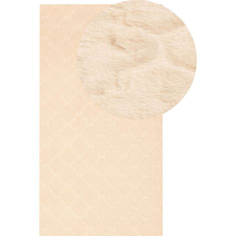 Tapis Blanc en Polyester 80 x 150 cm Moelleux Fausse Fourrure de Lapin Gharo