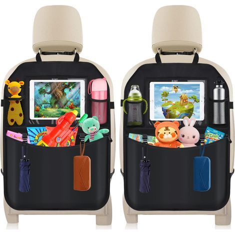 2-Piece Car Backseat Protector Set - With Transparent Pocket for Tablet Storage and Multiple Pockets for Toys/Books/Bottles (1/5)