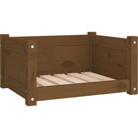 vidaXL Cama para perros madera maciza pino marrón miel 55,5x45,5x28 cm (1/2)