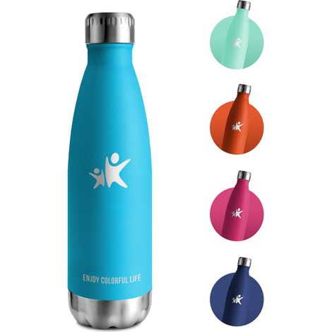 Gourde Inox 500ml, sans BPA, Bouteille Acier Inoxydable à Double Paroi, Bouteille Isotherme pour Bureau, École, Randonnée, Sport (1/5)