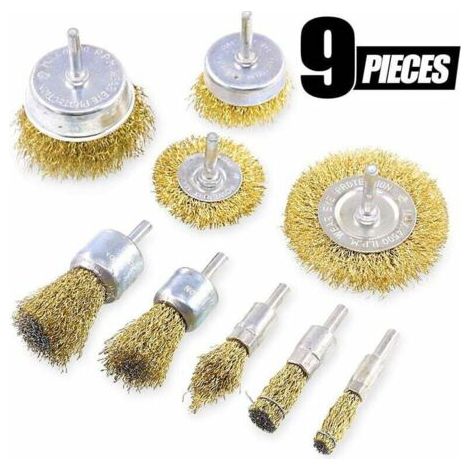 FOREHILL Brosse de polissage de roue métallique antirouille 9 pièces boîte de couleur 467g (1/2)