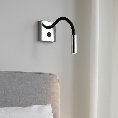 LED Applique Murale de Lecture Flexible 3W en Aluminium Chromé avec Bras Noir Orientable, LED Blanc Chaud, avec Interrupteur, Style Classique Moderne Vintage Luxe (1/5)