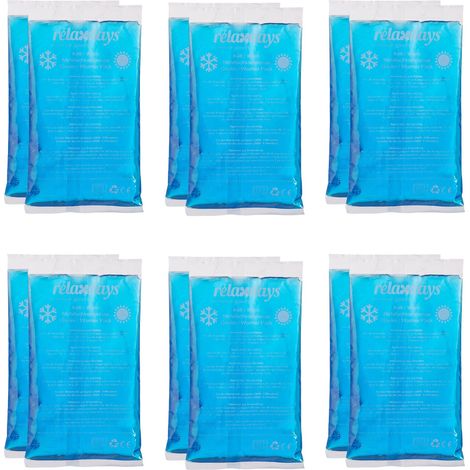 Relaxdays Ghiaccio Gel Termico, 12 Sacchetti Multiuso, 15 x 8 cm, Terapia Caldo Freddo, Cuscinetti Refrigeranti, Blu (1/5)