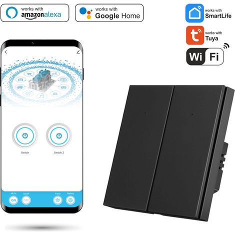 Tuya SmartLife Zigbee Dual-Schalter mit N Schwarz (1/5)
