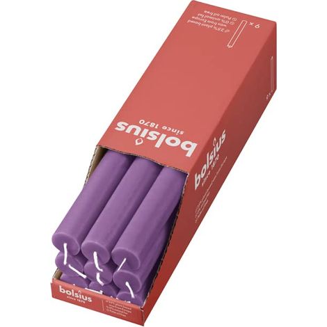 Bolsius - Candele rustiche – viola – 9 pezzi – 27 x 2,3 cm – lunghezza durata 13 ore – non profumate – cera vegetale naturale – senza olio di palma (1/5)