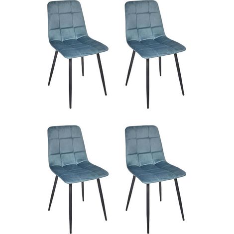 Lot de 4 Chaises "Mateo" 88cm Bleu Canard (1/5)