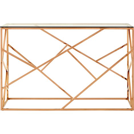 Interiors by Premier Stylish Rose Gold Geometric Console Table, Versatile Hallway Table, Easily Maintained Living Room Table (1/5)