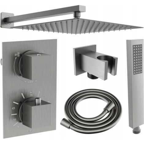 Mexen Cube DR02 ensemble de douche encastré avec pommeau 30 cm, graphite - 77502DR0230-66 (1/5)