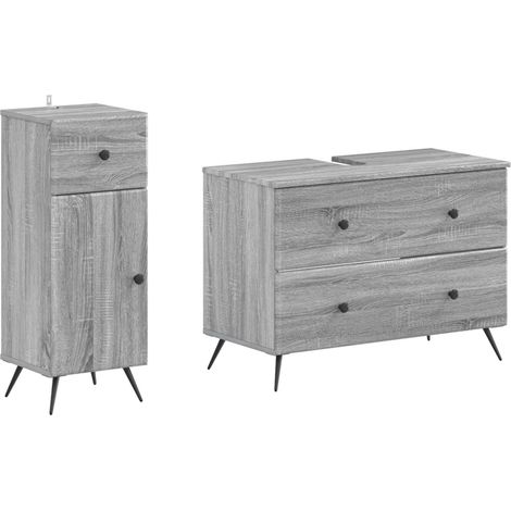 Maison Exclusive - Ensemble de 2 meubles de salle de bain BREDA Sonoma gris (1/5)