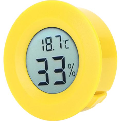 Mini thermomètre-hygromètre numérique circulaire intégré à écran LCD, indicateur de température et d'humidité, intérieur, jaune (1/5)