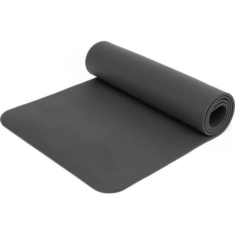 Tapis d'exercice noir 72x24x0,4 pouces d'épaisseur NBR haute sécurité Texture antidérapante Easy Furl Pilates pour salle de sport intérieure et extérieure (1/5)