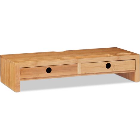 Supporto per monitor ergonomico con 2 cassetti organizzazione scrivania 80 x 30 x 12 cm in bambù naturale 130004915