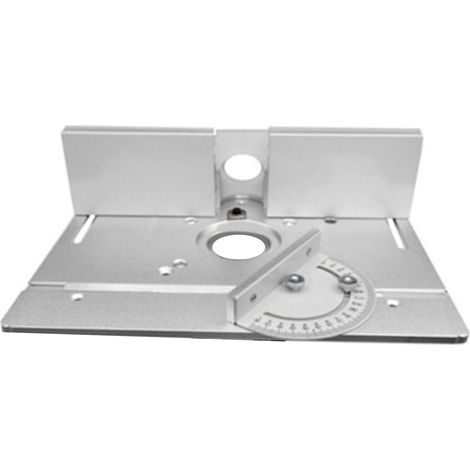 Ensemble 3 Pièces Plaque Insertion Défonceuse Aluminium Table Bois Rabot Réversible avec Plaque Support Poussoir Argent (1/5)