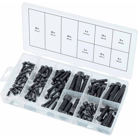 Assortimento di viti a esagono incassato in acciaio inox, metriche, 106 pz (1/5)